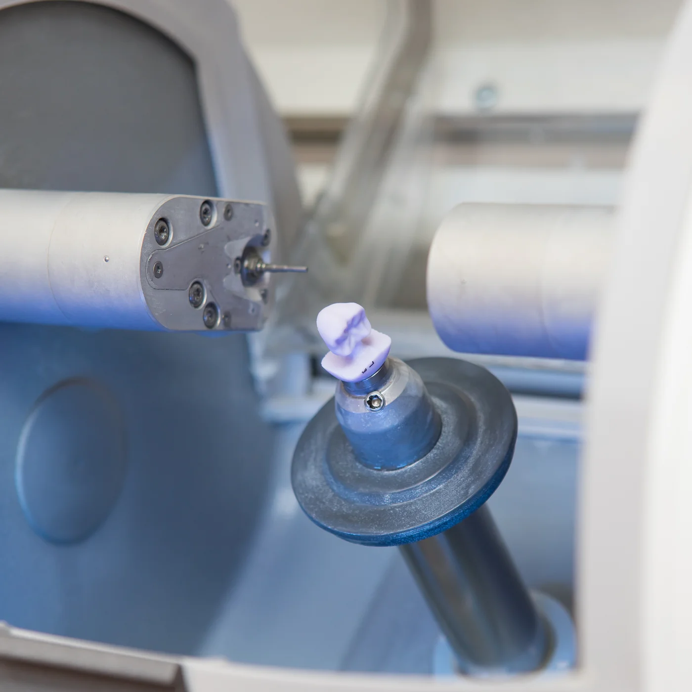 A ceramic restoration inside a CEREC milling machine